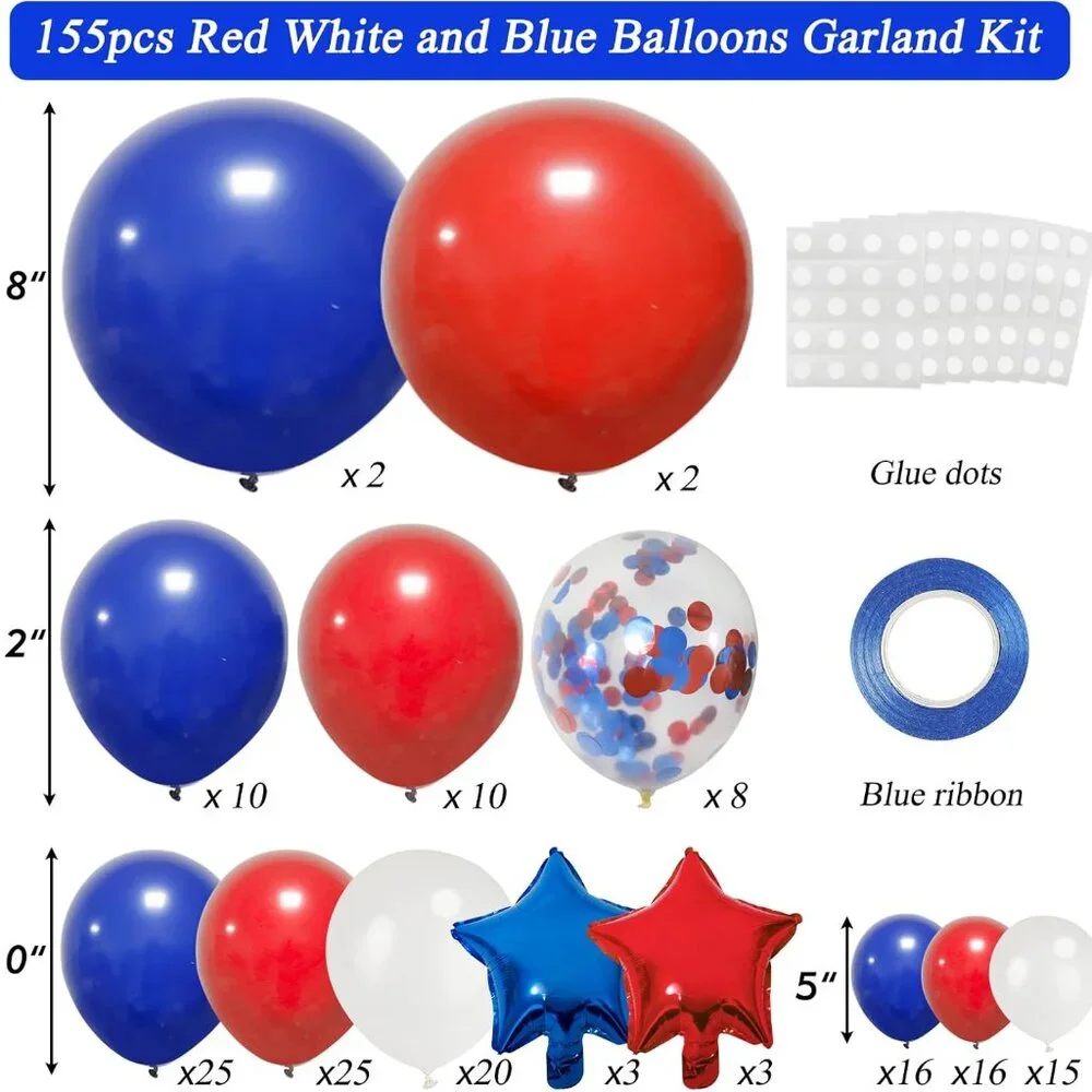 Red White and Blue Balloon Garland Arch Kit - NWOT